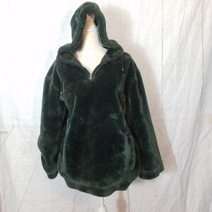 Asos green plush hooded 1/4 zip front jacket  coat